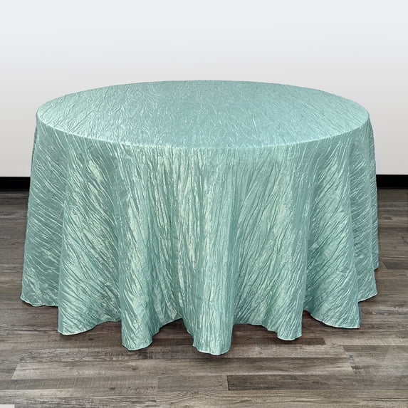 YCC Linens - 132 Inch Round Crinkle Taffeta Tablecloth Tiffany