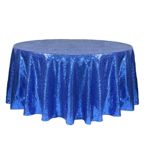 Your Chair Covers - 132 Inch Round Glitz Sequin Tablecloth Royal Blue