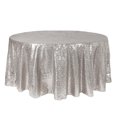 thumbnail image 1 of Your Chair Covers - 132 Inch Round Glitz Sequin Tablecloth Silver, 1 of 2