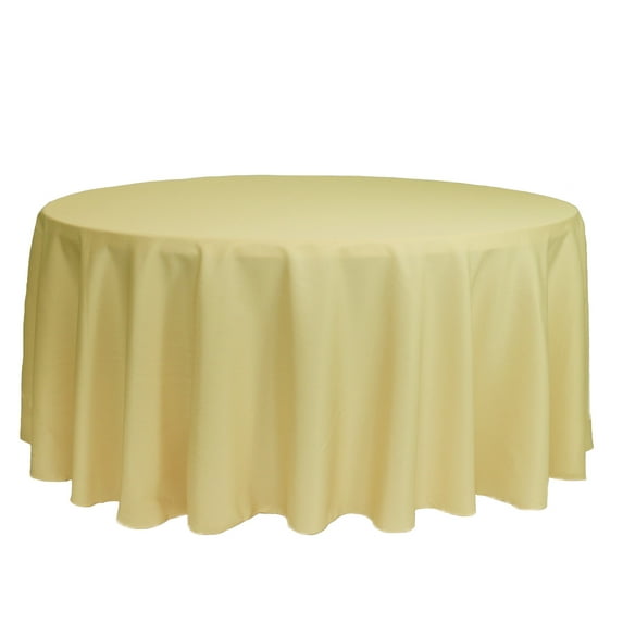 Your Chair Covers - 132 Inch Round Polyester Tablecloth Pastel Yellow