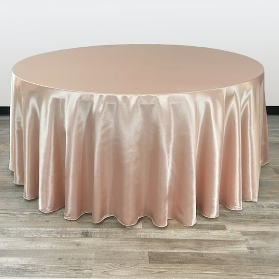 Your Chair Covers - 132 Inch Round Satin Tablecloth Blush