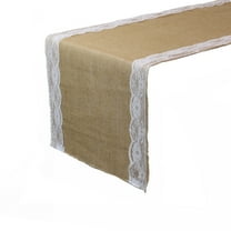 Your Chair Covers - 14 X 108 Inch Jute Burlap Table Runner with White Lace Edges