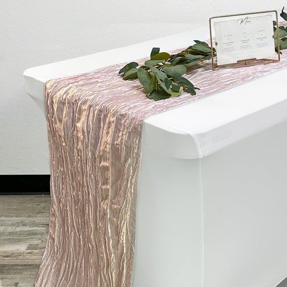 Your Chair Covers - 14 x 108 Inch Crinkle Taffeta Table Runner Blush
