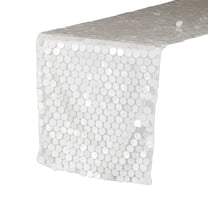 Your Chair Covers - 14" x 108" Large Payette Sequin Table Runner White