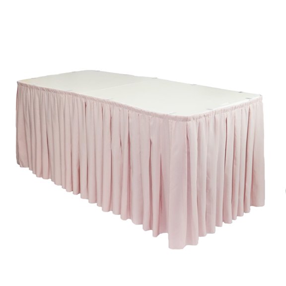 YCC Linens - 17 ft x 29 Inch Polyester Pleated Table Skirt Blush