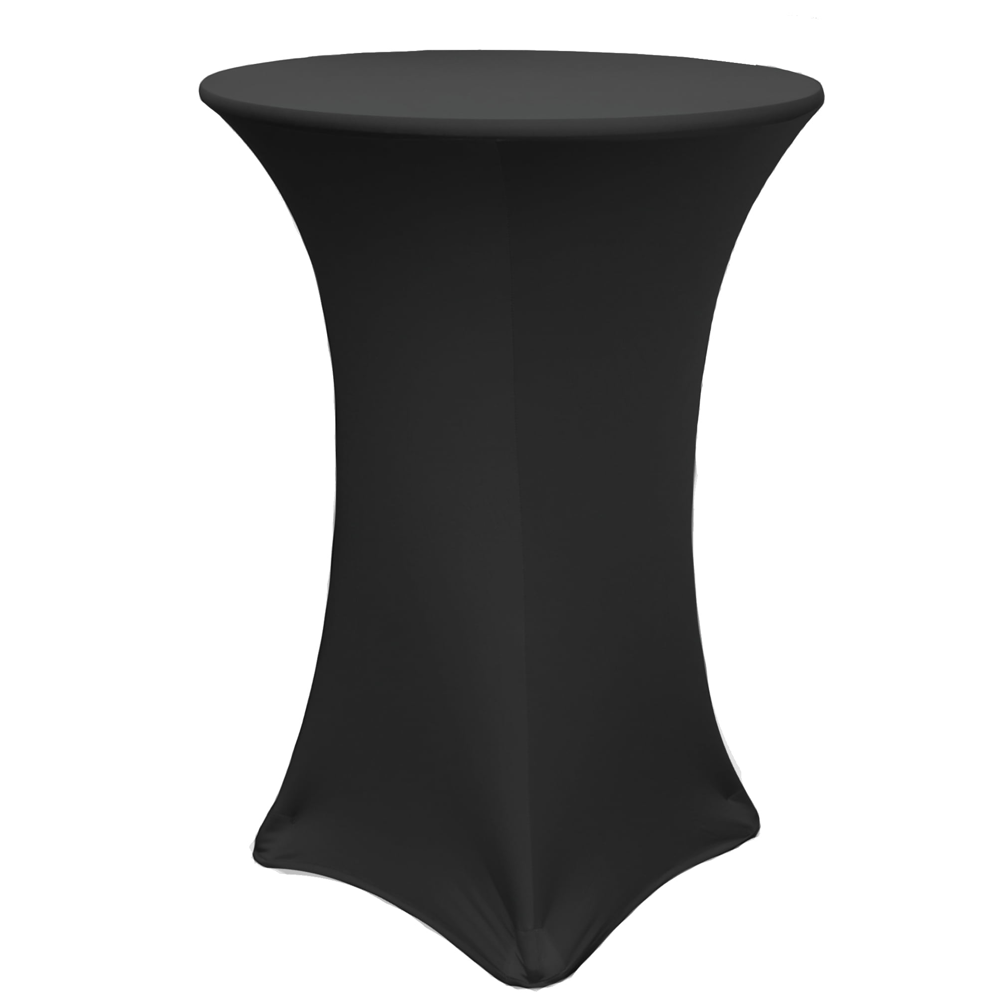 Black Stretch Spandex Round Cocktail Table Cover, 30" Diameter