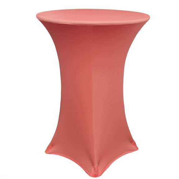 Your Chair Covers - 30 Inch Highboy Cocktail Round Stretch Spandex Table Cover Coral