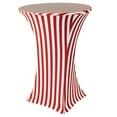 thumbnail image 1 of Your Chair Covers - 30 Inch Highboy Cocktail Round Stretch Spandex Table Cover Red/White Striped, 1 of 3