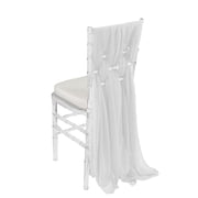 Your Chair Covers - 5 Pack 6 Ft Chiffon Chiavari Chair Sashes White