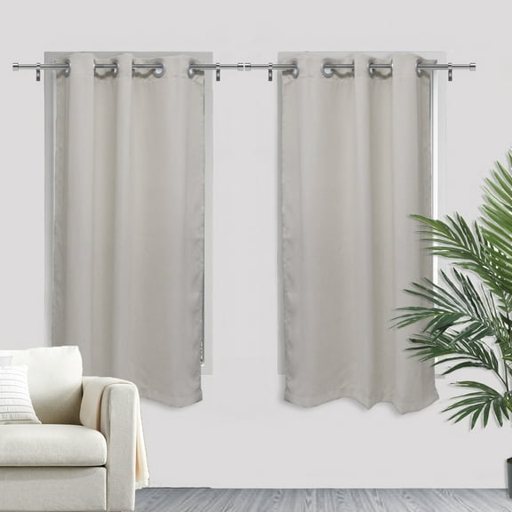 Your Chair Covers - 52 X 63 Inch Blackout Polyester Curtains with Grommets Grayish White - 2 Panels