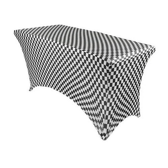 Your Chair Covers - 6 FT Durable Rectangular Spandex Table Cover Black and White Checkered