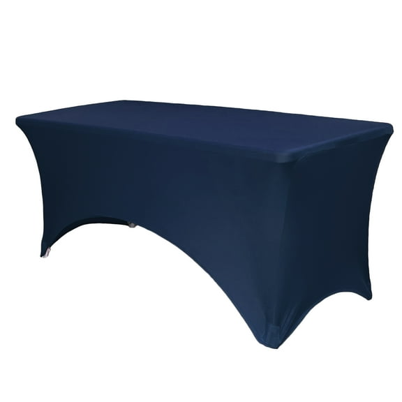 Your Chair Covers - 6 FT Durable Rectangular Spandex Table Cover Navy Blue
