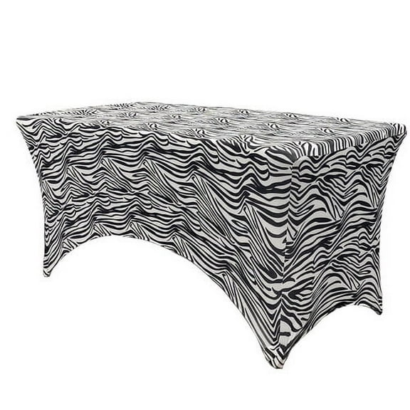 Your Chair Covers - 6 FT Durable Rectangular Spandex Table Cover Zebra