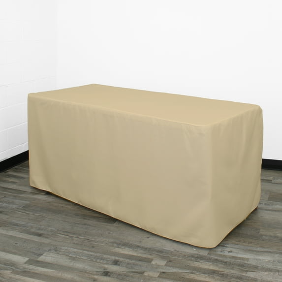 Your Chair Covers - 6 ft Fitted Polyester Tablecloth Rectangular Champagne