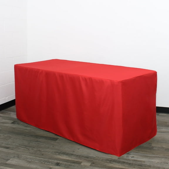 Your Chair Covers - 6 ft Fitted Polyester Tablecloth Rectangular Red