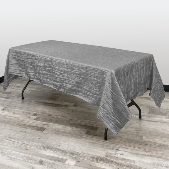 Your Chair Covers - 60 x 102 Inch Rectangular Crinkle Taffeta Tablecloth Dark Silver/ Platinum