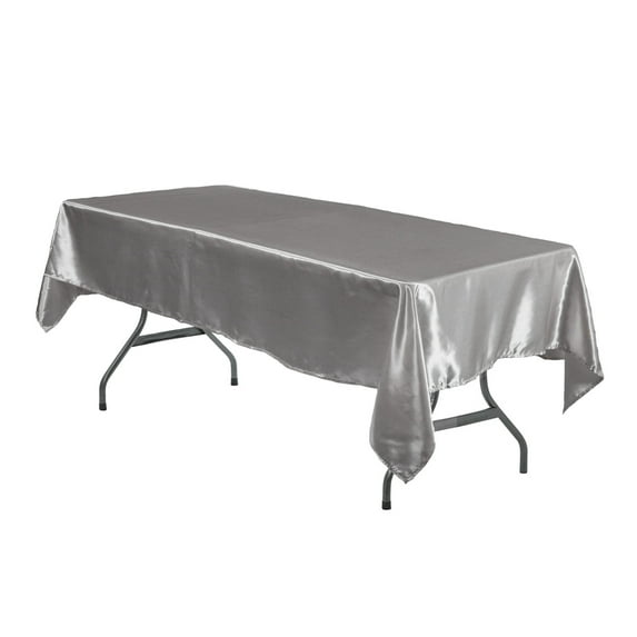 Your Chair Covers - 60 x 102 Inch Rectangular Satin Tablecloth Dark Silver