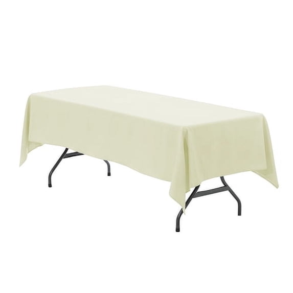 YCC Linens - 60 x 126 Inch Rectangular Polyester Tablecloth Ivory