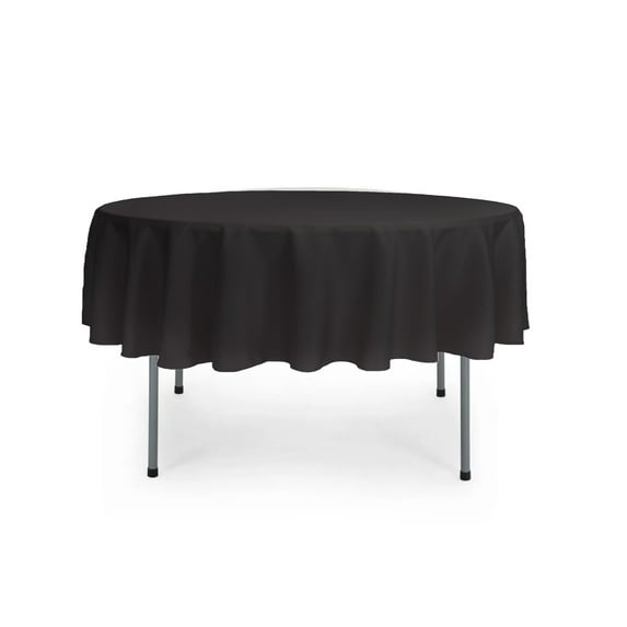 Your Chair Covers - 70 Inch Round Polyester Tablecloth Black