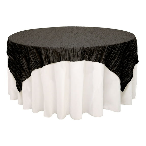 Your Chair Covers - 72 Inch Square Crinkle Taffeta Table Overlay Black