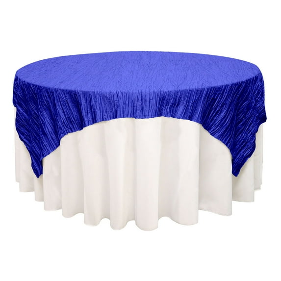 Your Chair Covers - 72 Inch Square Crinkle Taffeta Table Overlay Royal Blue