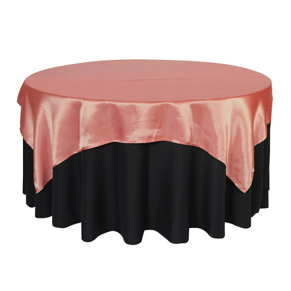 Your Chair Covers - 72 Inch Square Satin Table Overlay Coral