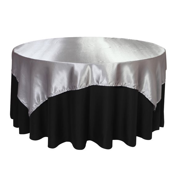 Your Chair Covers - 72 Inch Square Satin Table Overlay Dark Silver / Platinum