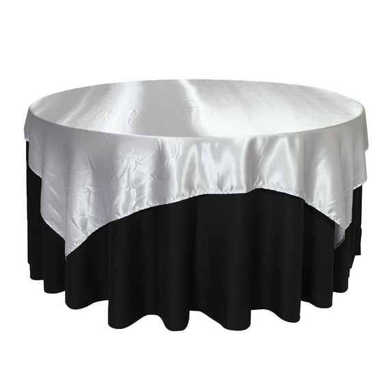 Your Chair Covers - 72 Inch Square Satin Table Overlay Silver