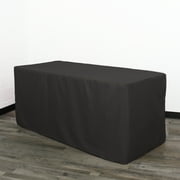 Your Chair Covers - 8 ft Fitted Polyester Tablecloth Rectangular Black