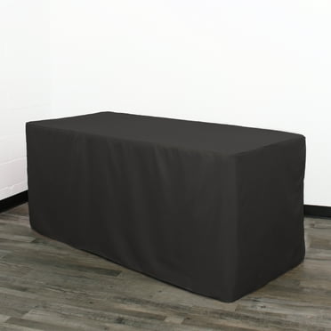 Your Chair Covers - 8 ft Fitted Polyester Tablecloth Rectangular Black