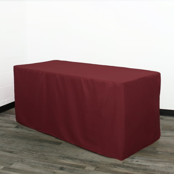 Your Chair Covers - 8 ft Fitted Polyester Tablecloth Rectangular Burgundy