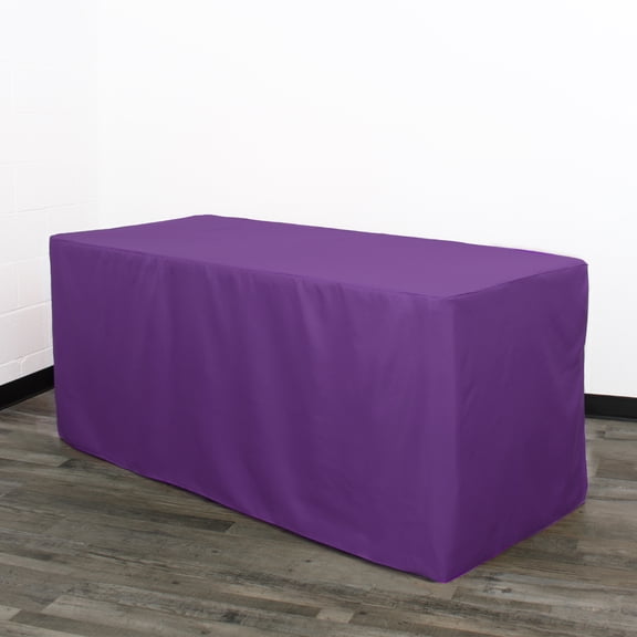 Your Chair Covers - 8 ft Fitted Polyester Tablecloth Rectangular Purple