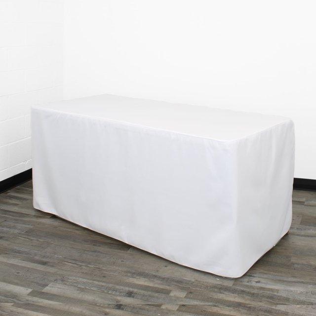 Your Chair Covers - 8 ft Fitted Polyester Tablecloth Rectangular White