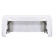 Your Chair Covers - 8 ft x 30 inches Fitted Polyester Rectangular Tablecloth Open Back White
