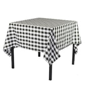 Your Chair Covers - 84 x 84 Inch Square Polyester Tablecloth Gingham Checkered Black
