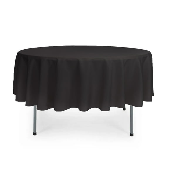 Your Chair Covers - 90 Inch Round Polyester Tablecloth Black