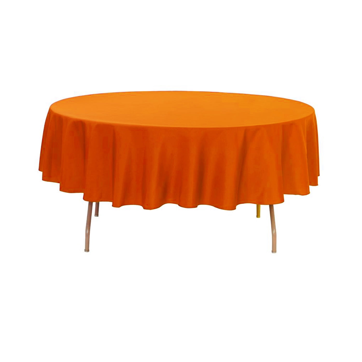 90 Inch Round Orange Polyester Tablecloth