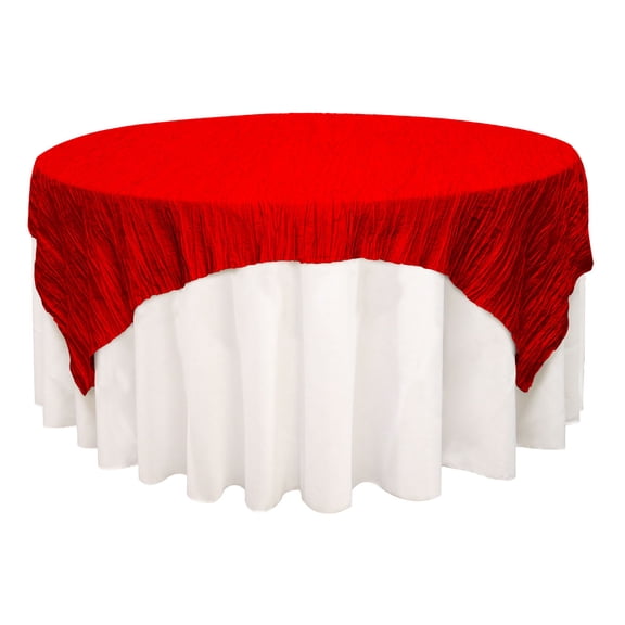 Your Chair Covers - 90 Inch Square Crinkle Taffeta Table Overlay Red
