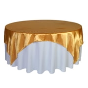 Your Chair Covers - 90 Inch Square Satin Table Overlay Gold