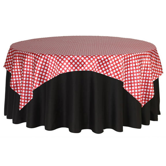 Your Chair Covers - 90 Inch Square Satin Table Overlay Red/White Polka Dots