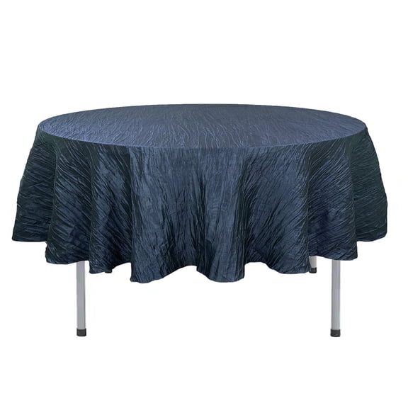 Your Chair Covers - 90 in. Round Crinkle Taffeta Table Runner for Wedding, Party, Birthday, Patio, etc. - Navy Blue