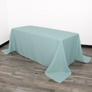 YCC Linens - 90 x 132 Inch Rectangular Polyester Tablecloth Dusty Blue