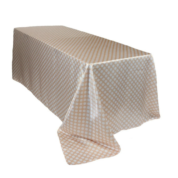 Your Chair Covers - 90 x 132 Inch Rectangular Satin Tablecloth Peach/White Polka Dots
