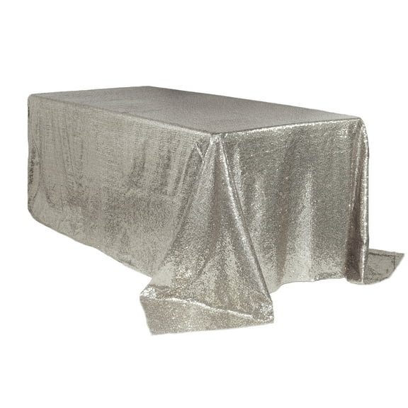 Your Chair Covers - 90 x 156 Inch Rectangular Glitz Sequin Tablecloth Silver
