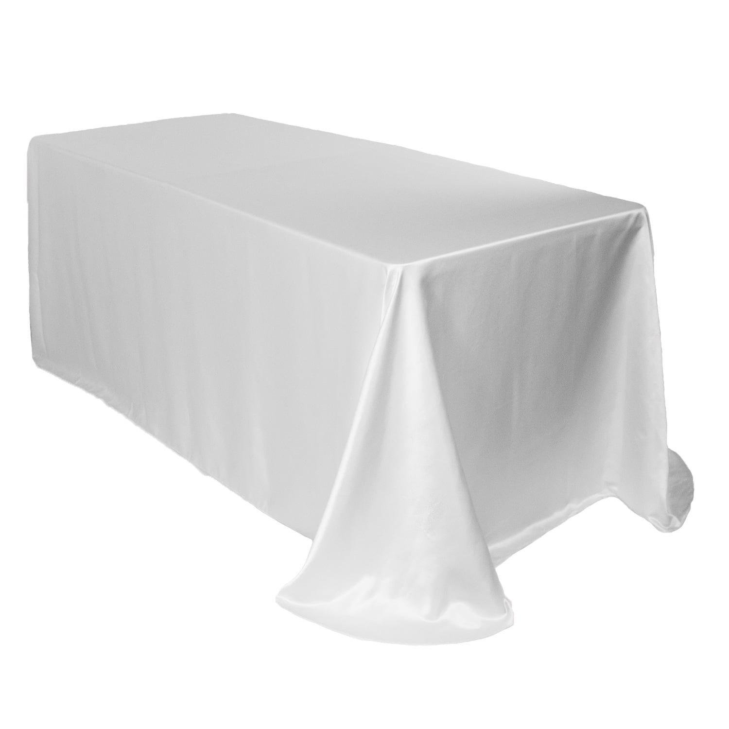 White Rectangular Polyester Fabric Tablecloth for Weddings and Banquets