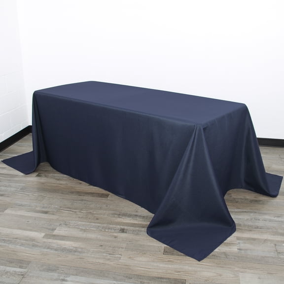 Your Chair Covers - 90 x 156 Inch Rectangular Polyester Tablecloth Navy Blue