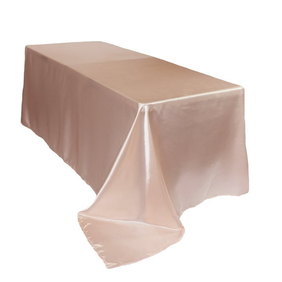 Your Chair Covers - 90 x 156 inch Rectangular Blush Satin Tablecloth - Durable