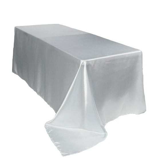 Your Chair Covers - 90 x 156 inch Rectangular White Satin Tablecloth - Durable
