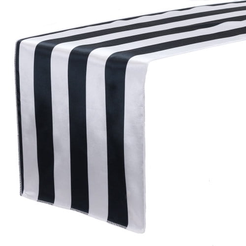 Your Chair Covers Black & White Striped 14 x 108 Inch Satin Table