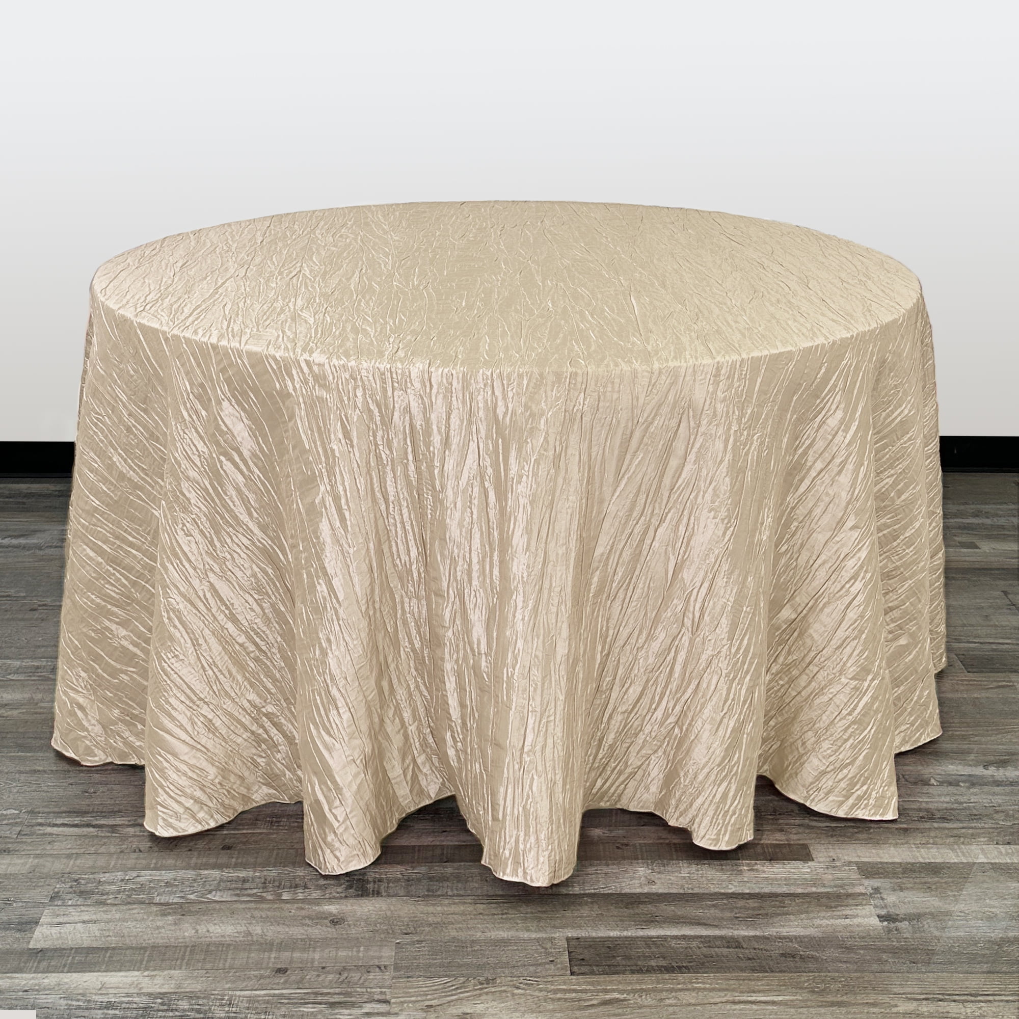 Champagne Crinkle Taffeta Round Tablecloth for Dining Table